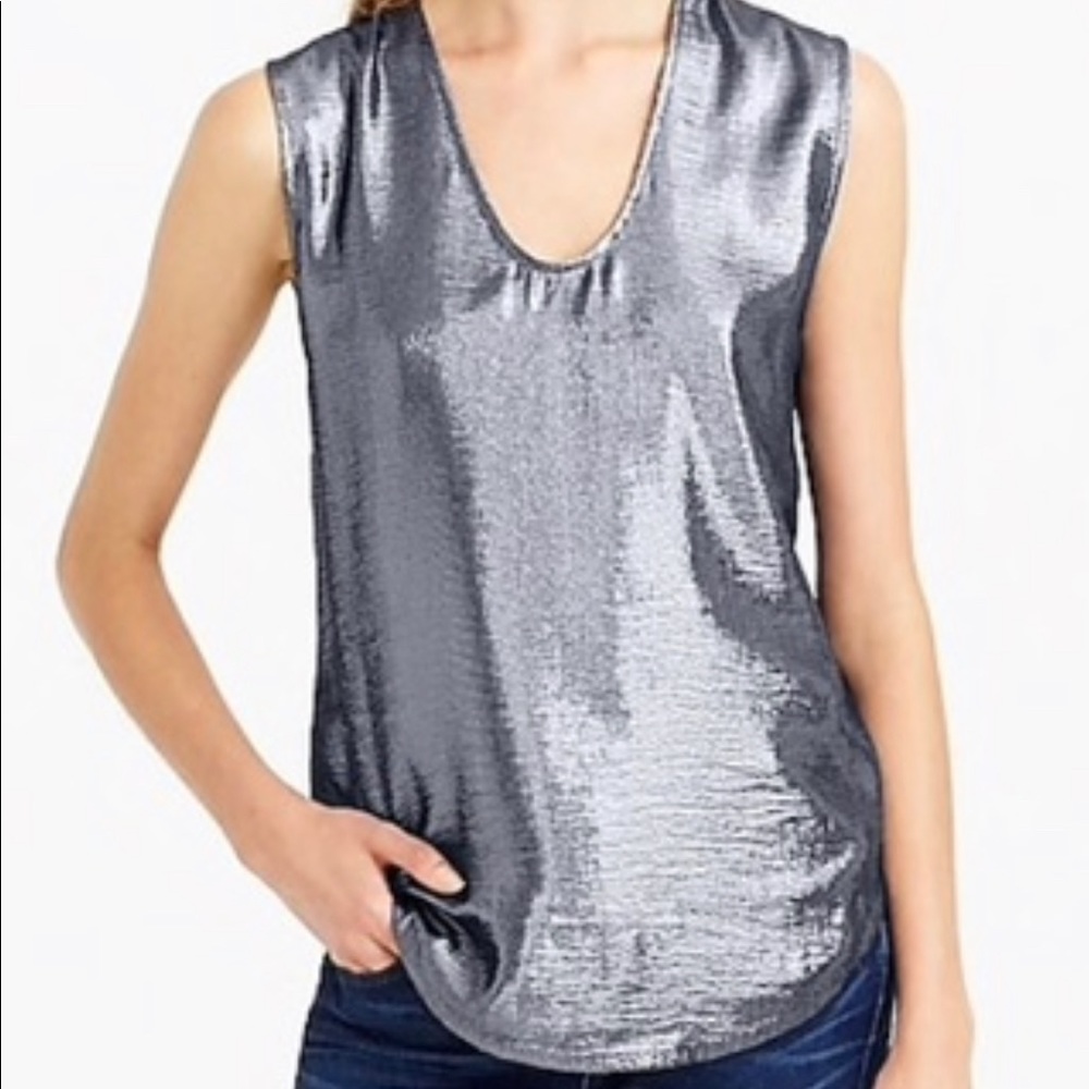 JCrew Metallic Front Blue/Silver Sparkle Tank